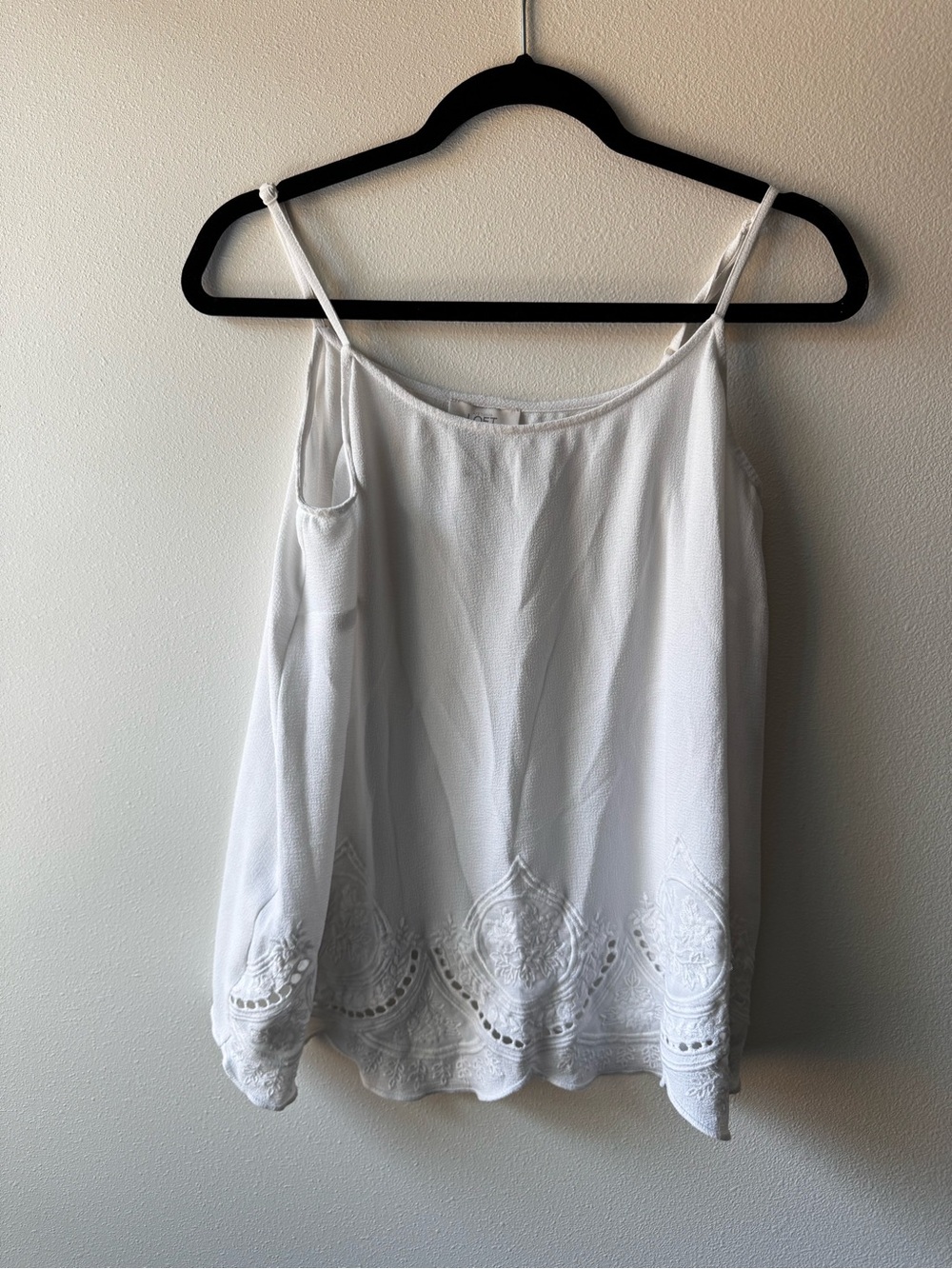 LOFT White Embroidered Cami Tank Top - Women